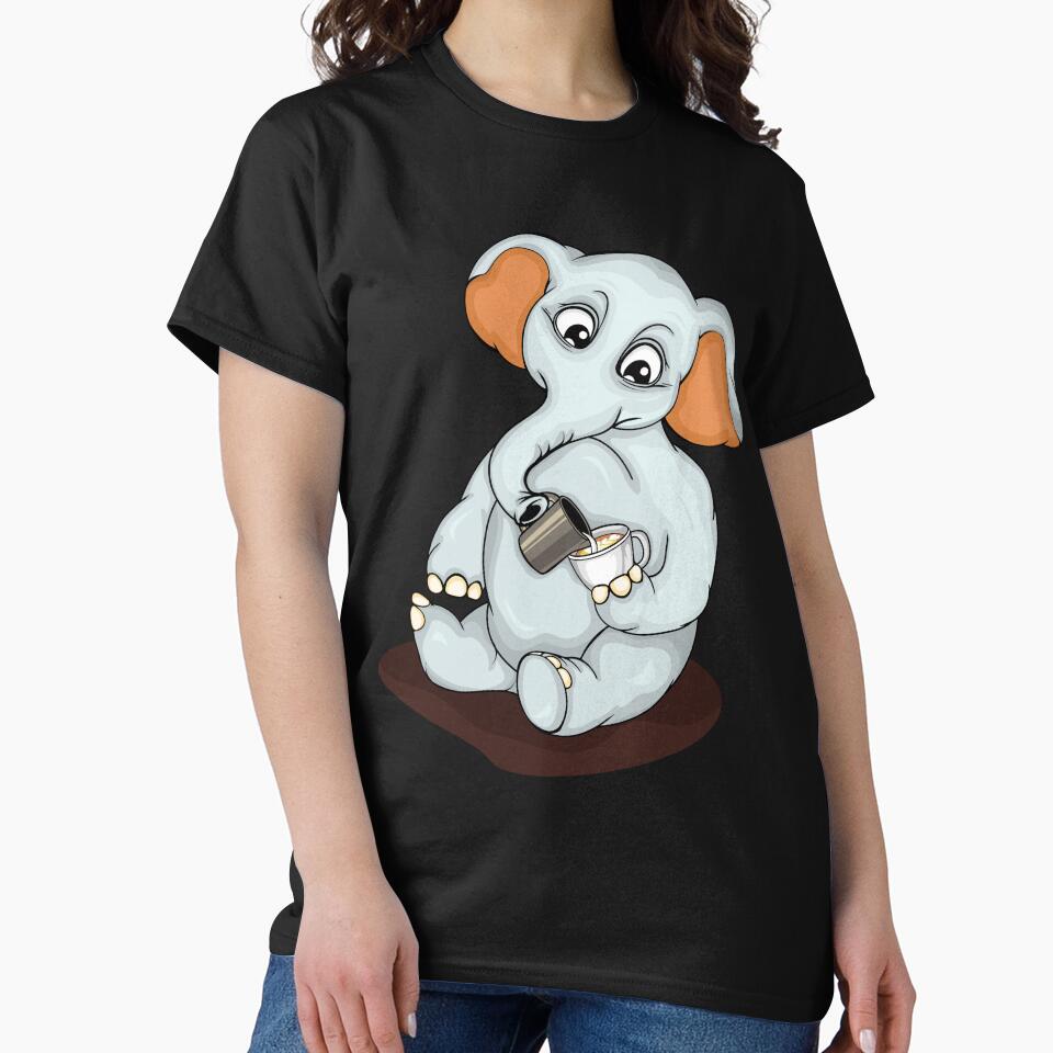 Cute Elephant Pouring Latte Art Coffee Lover Barista by DSWShirts