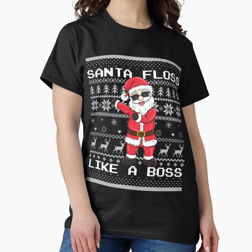 Santa Floss Like a Boss Ugly Christmas Sweater by evaspark