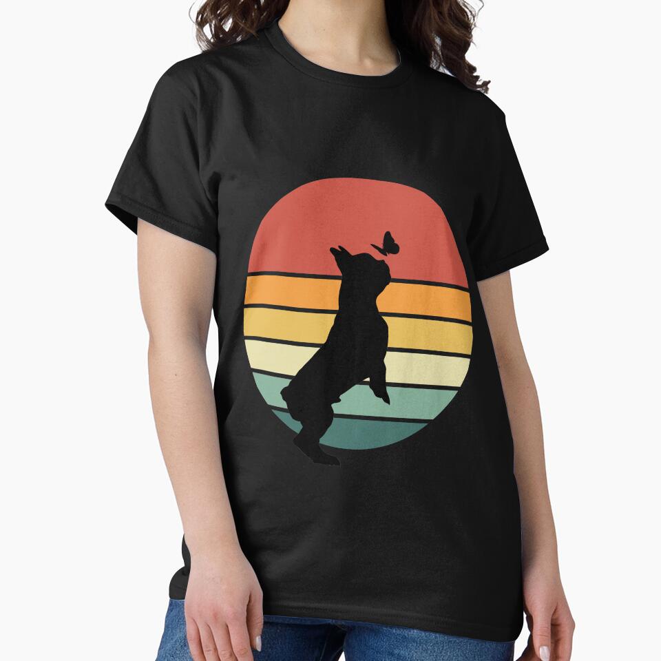 French bulldog lovers, frenchie on vintage sun and butterfly by Collagedream