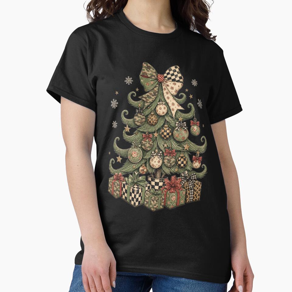 Whimsical Country Christmas Tree Camo Checkerboard Leopard Vintage by DYAFLK