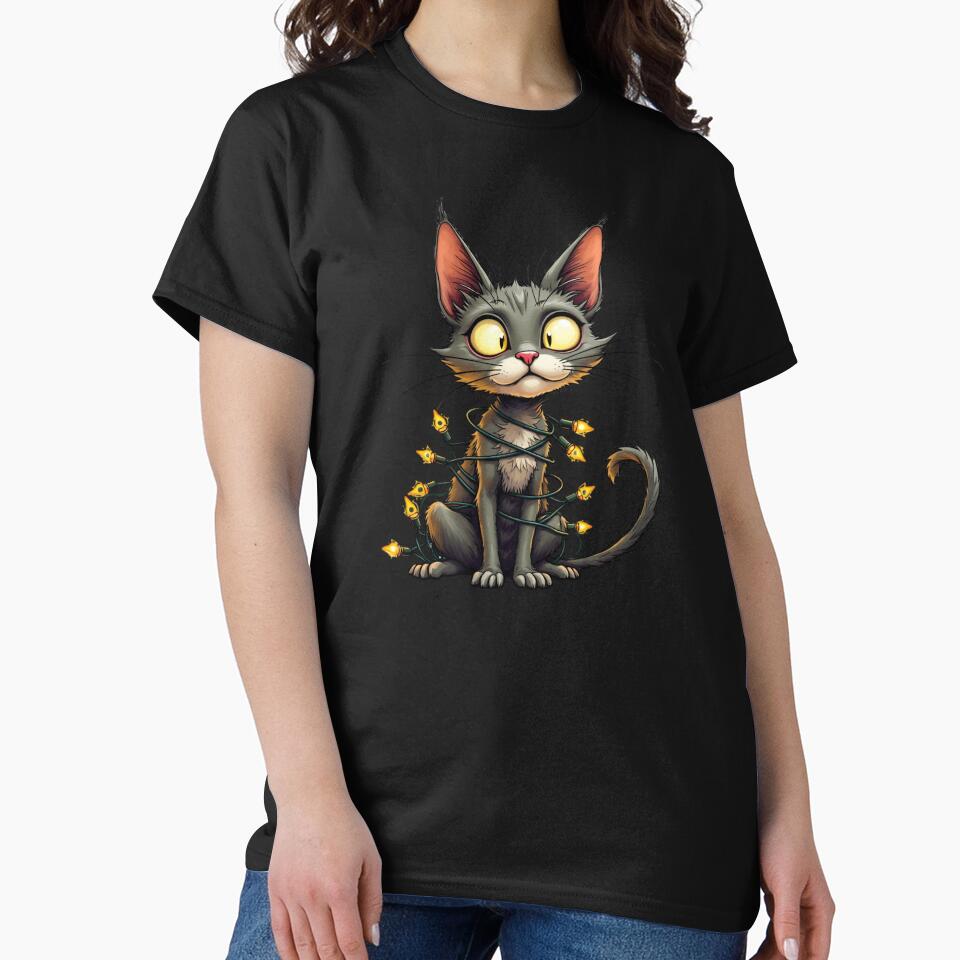 Christmas lights cat by jkrphoto