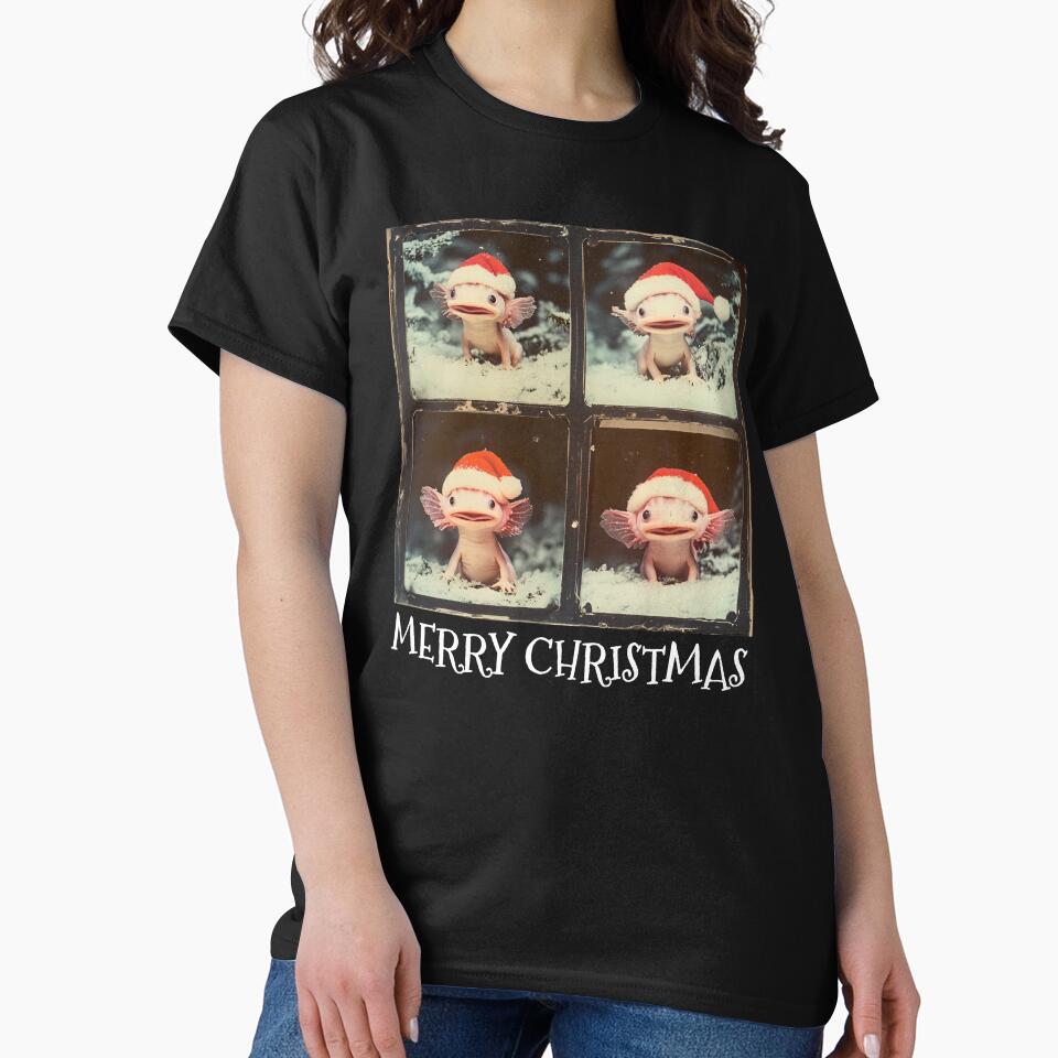 Cute Axolotl Merry Christmas Photobooth by RockFireMerch