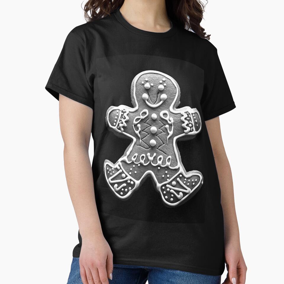 Black and White Gingerbread Man Cookie – Cute Christmas Holiday Design by inkoutninja