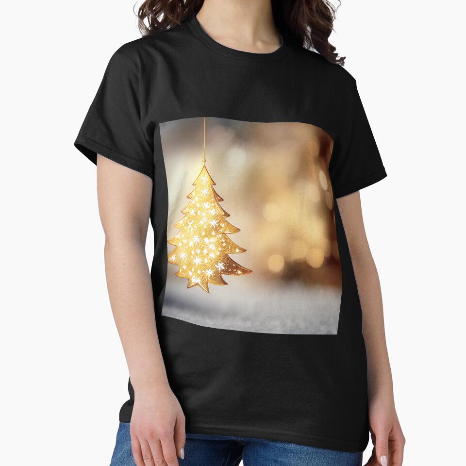 a golden christmas tree ornament hanging from a string by DesignAtYO