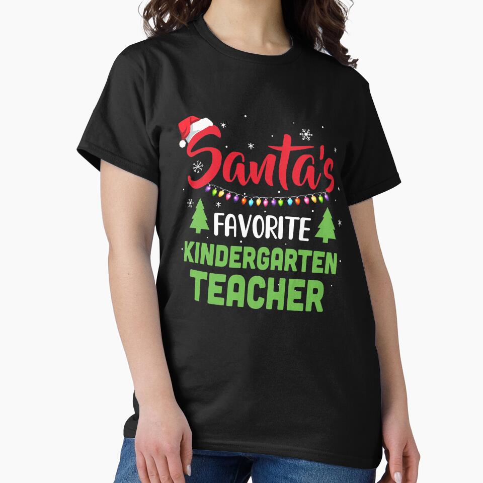 Santa's Favorite Kindergarten Teacher Funny Christmas Xmas Gifts by DanielleNicolet