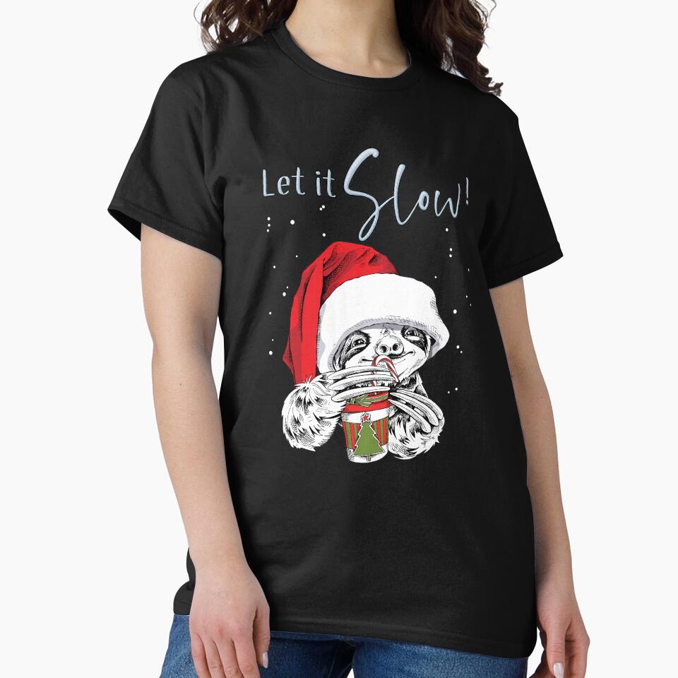 Let It Slow Funny Lazy Sloth Christmas by chris-ellis-art