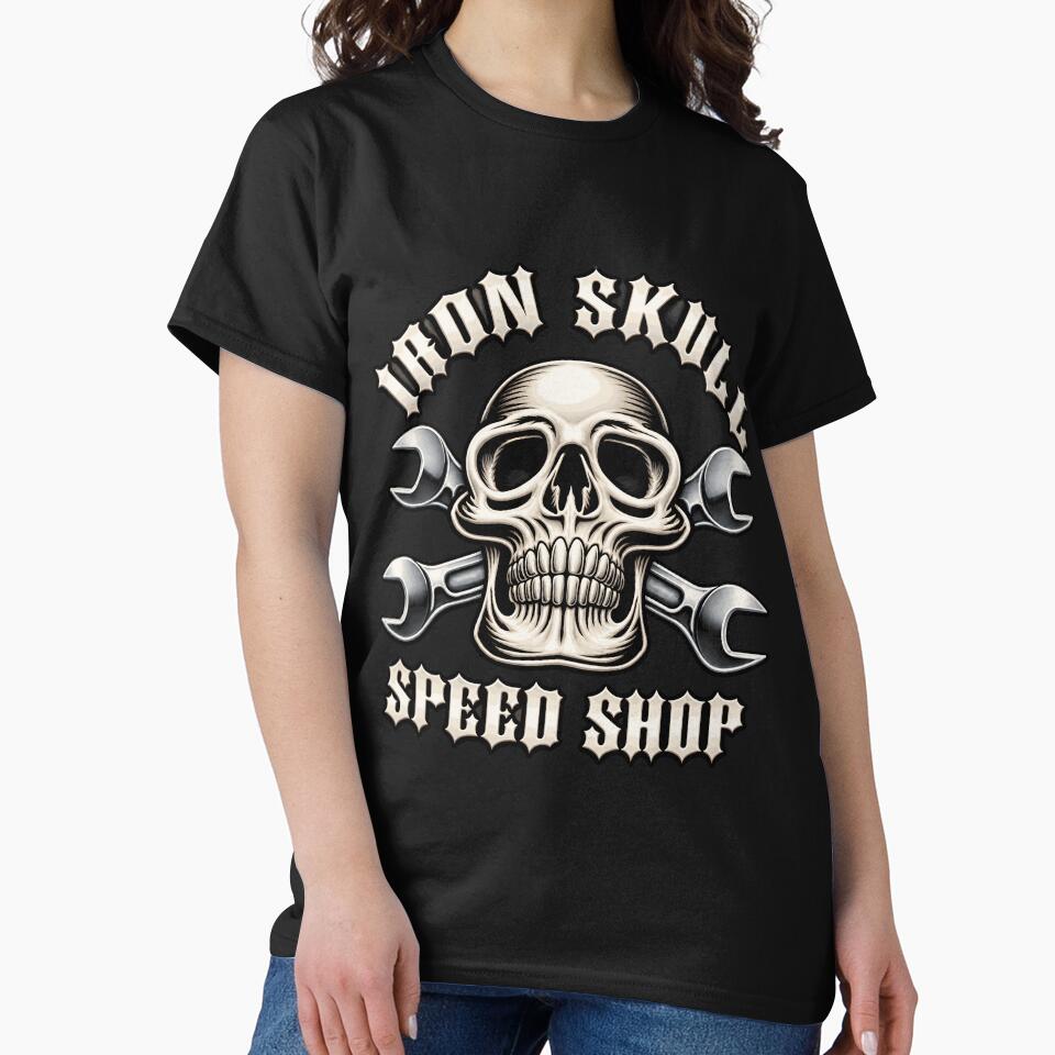 Iron Skull Speed Shop Skull With Crossed by netimdomains