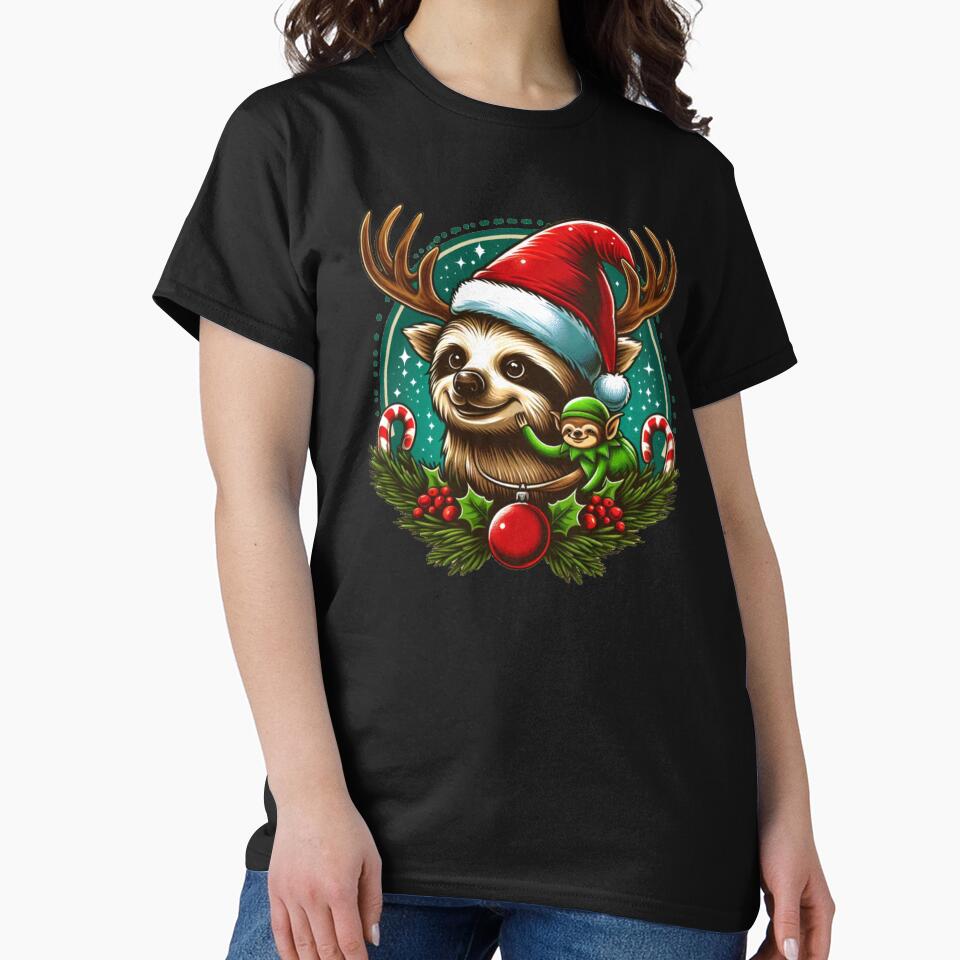 Christmas sloth with elf by MiroArtAbstra