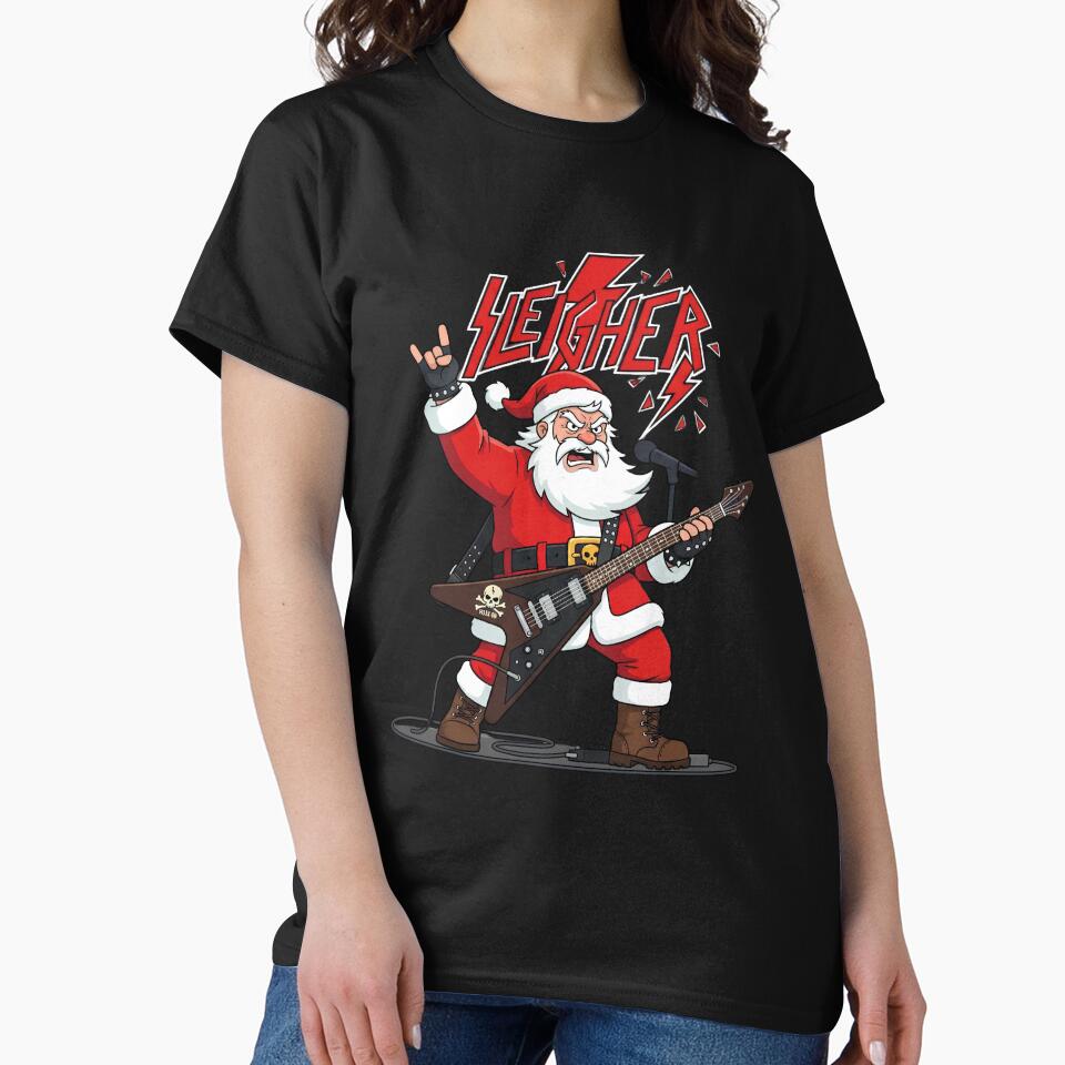 Copy of Sleigher Santa Claus Rock On Goth Heavy Metal Christmas Quote by w66aboo