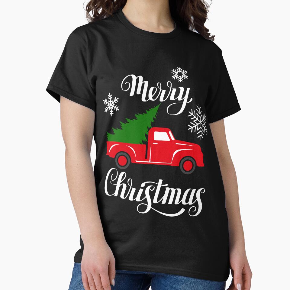 Vintage Wagon Red Truck Christmas Tree Pajama by swedtees