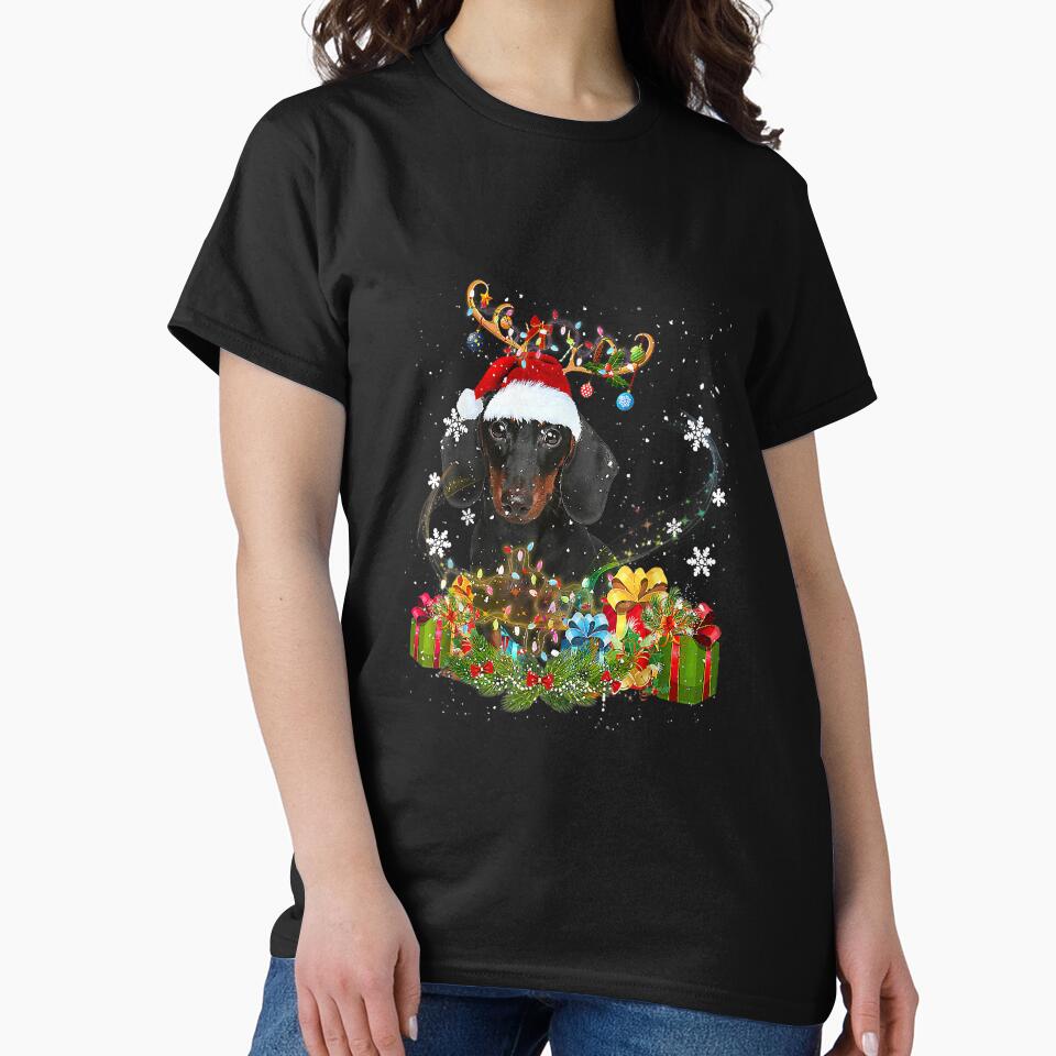 Xmas Dachshund Dog Christmas Lights by frank3826