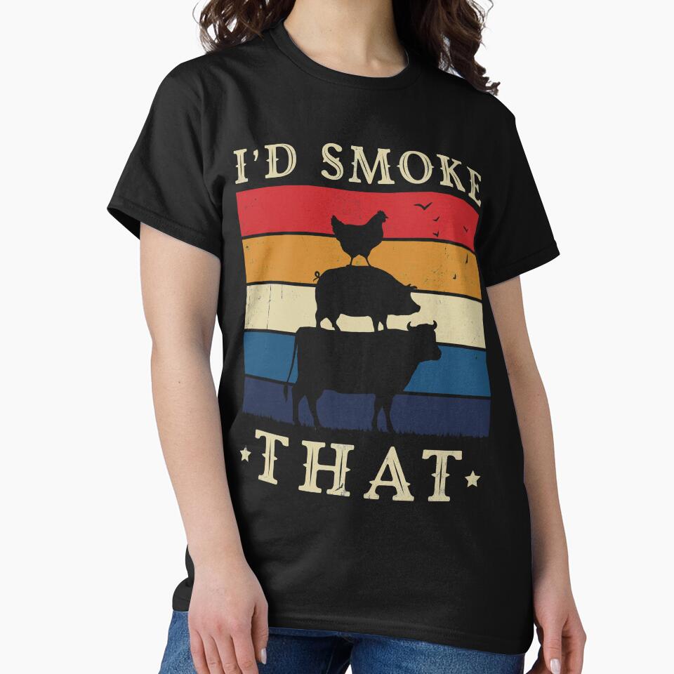 I'd Smoke That Perfect Pitmaster Gift Meat Grilling Barbecue Meat Smoker by Ameddesigns