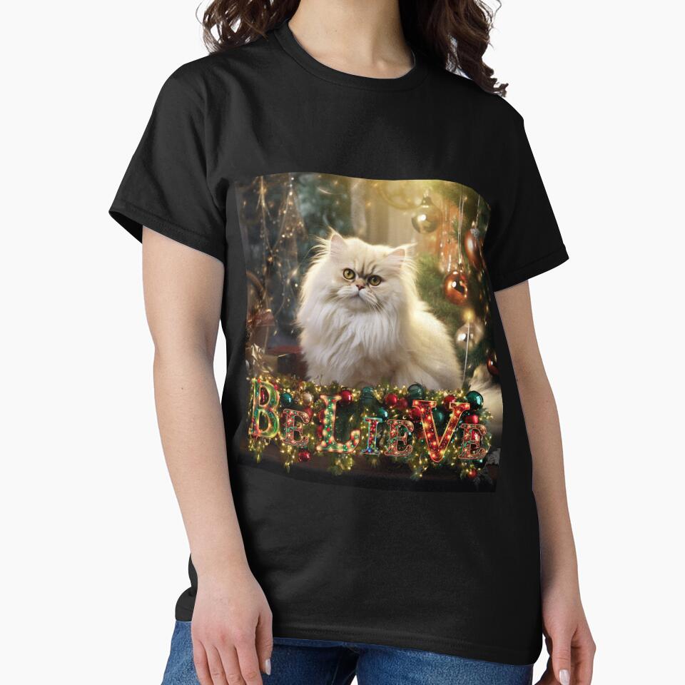 Meowy Christmas: White Christmas Persian Cat by Fantasy Masterpiece