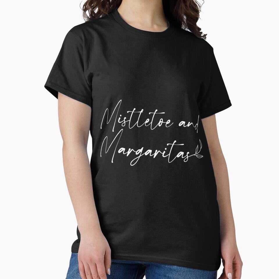 Womens Super Cute Mistletoe and Margaritas Design Christmas Pajamas V-Neck by tgt6746