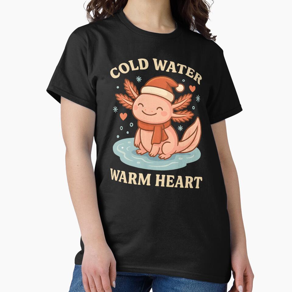 Cold Water, Warm Heart – Cute Axolotl Christmas Design by SVALANART