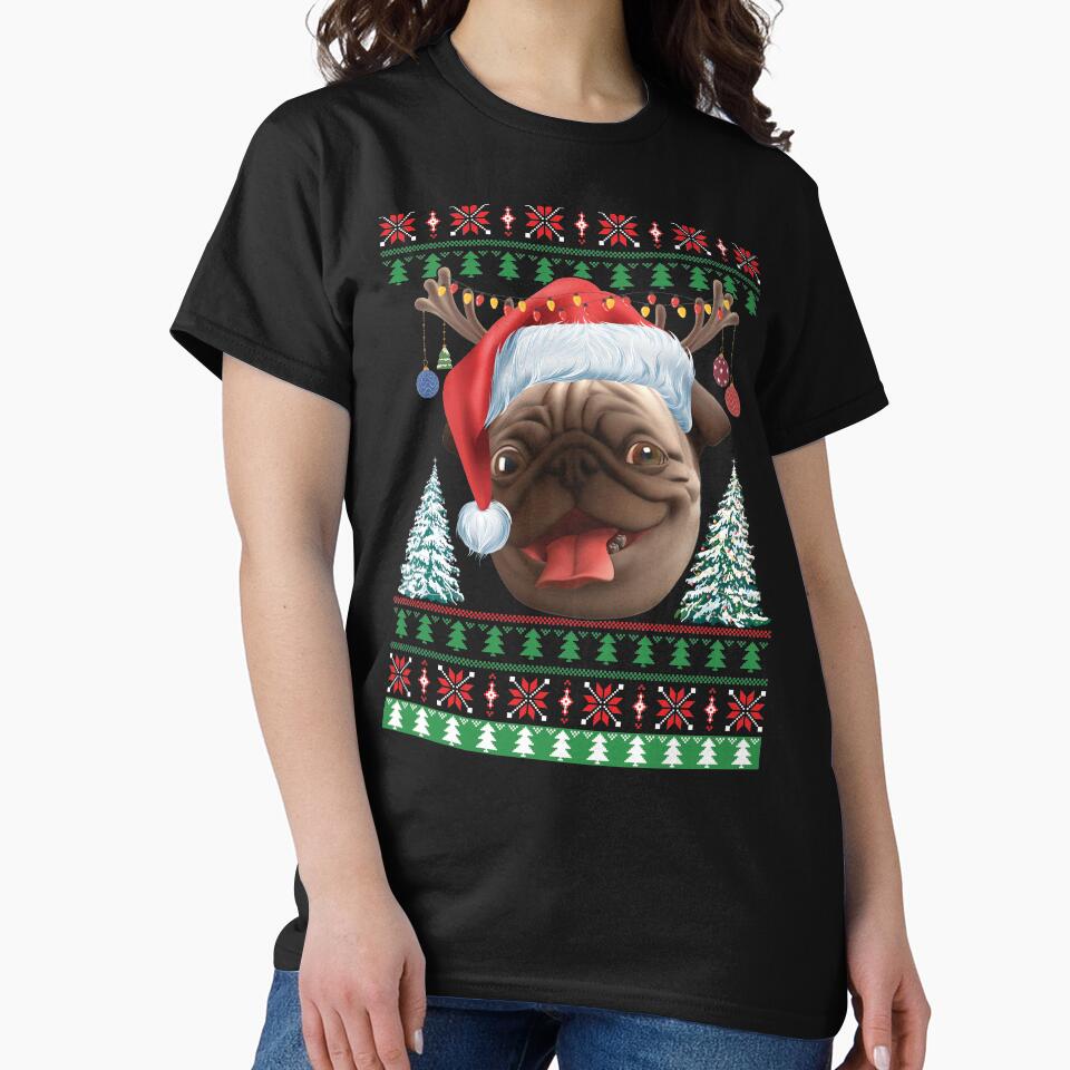Pug Dog Santa Ugly Christmas Sweater by DavisHasari