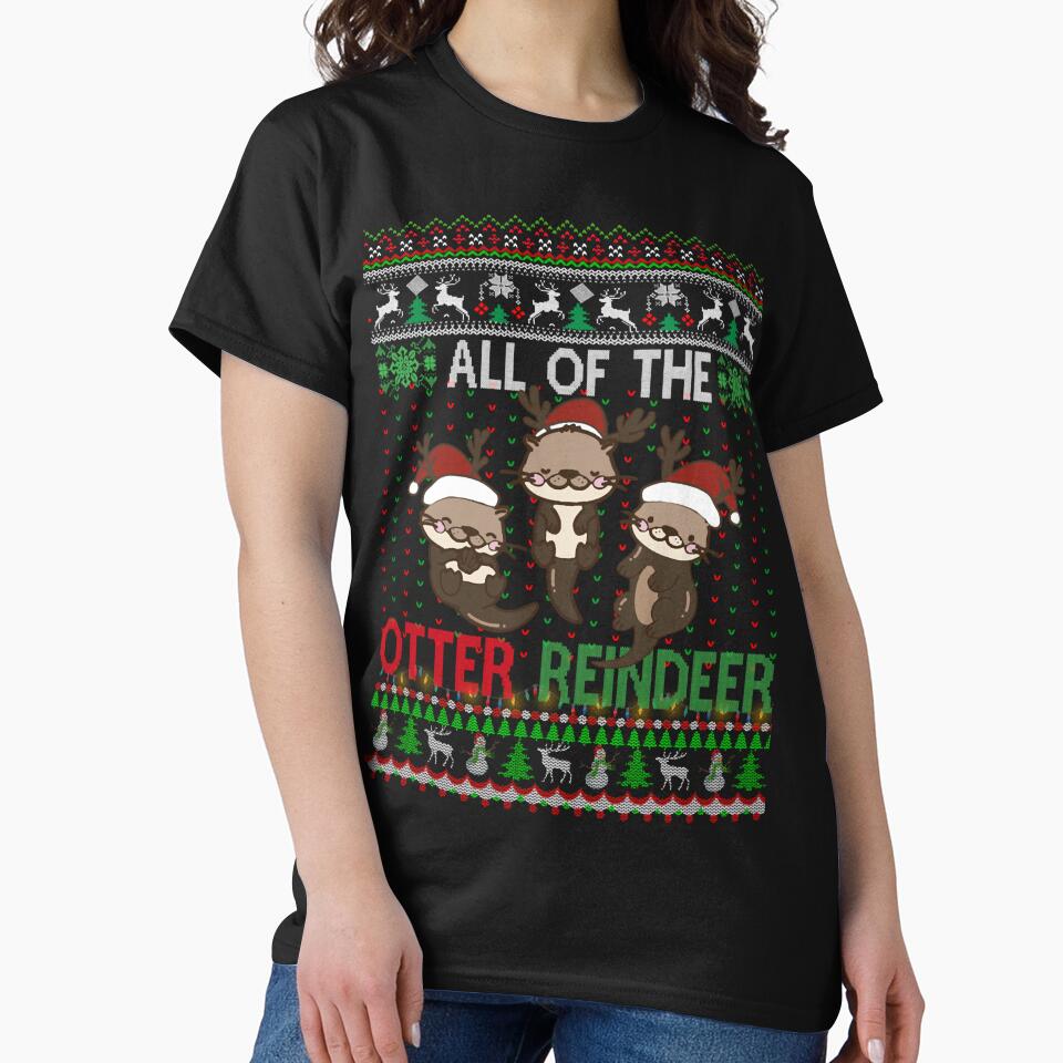 Funny Otter Reindeer Kids Ugly Merry Xmas Amimal Lover Kids Toddlers by Arrianagamb