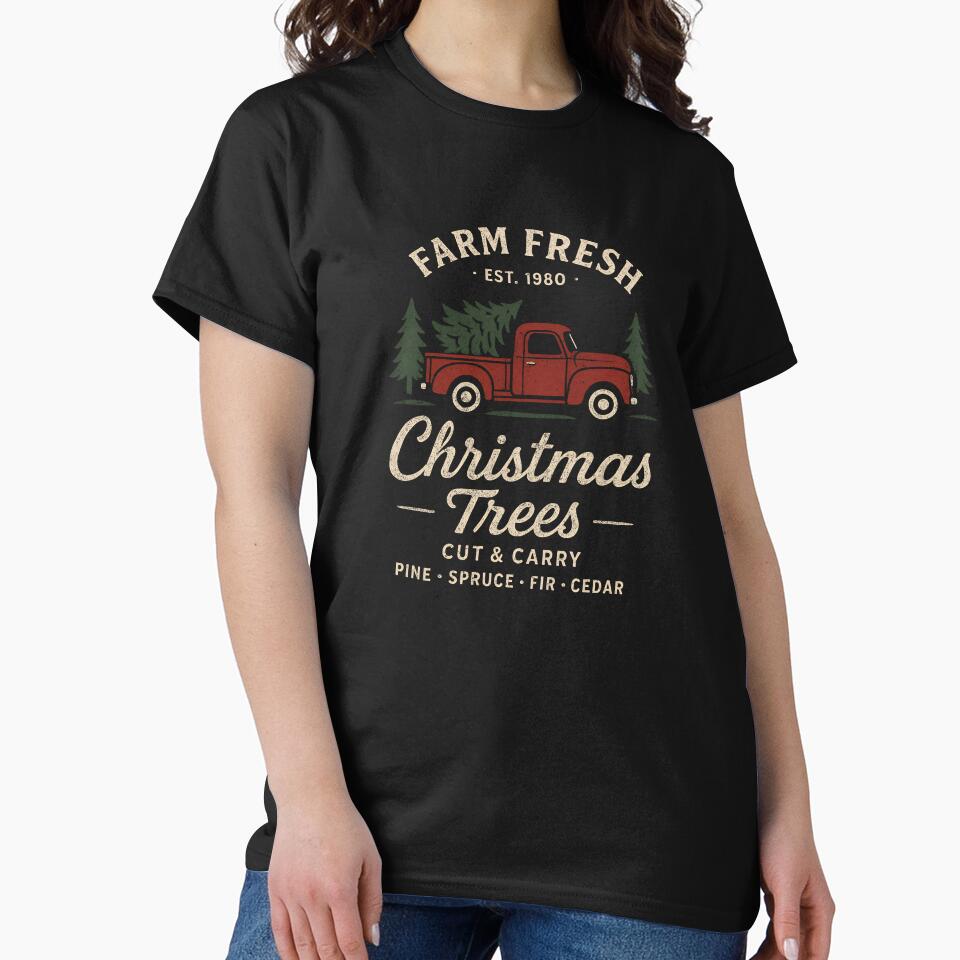 Farm Fresh Christmas Trees – Vintage Red Truck Holiday Farmhouse by Imaginationbeyond