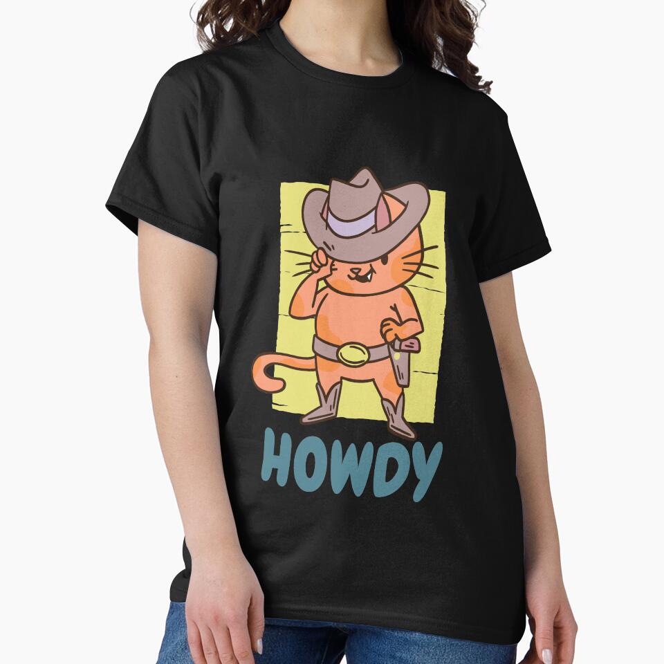 Cat Cowboy Says Hey-Cute Funny Cat Lover Apparel Gift by DeeSignTShirts