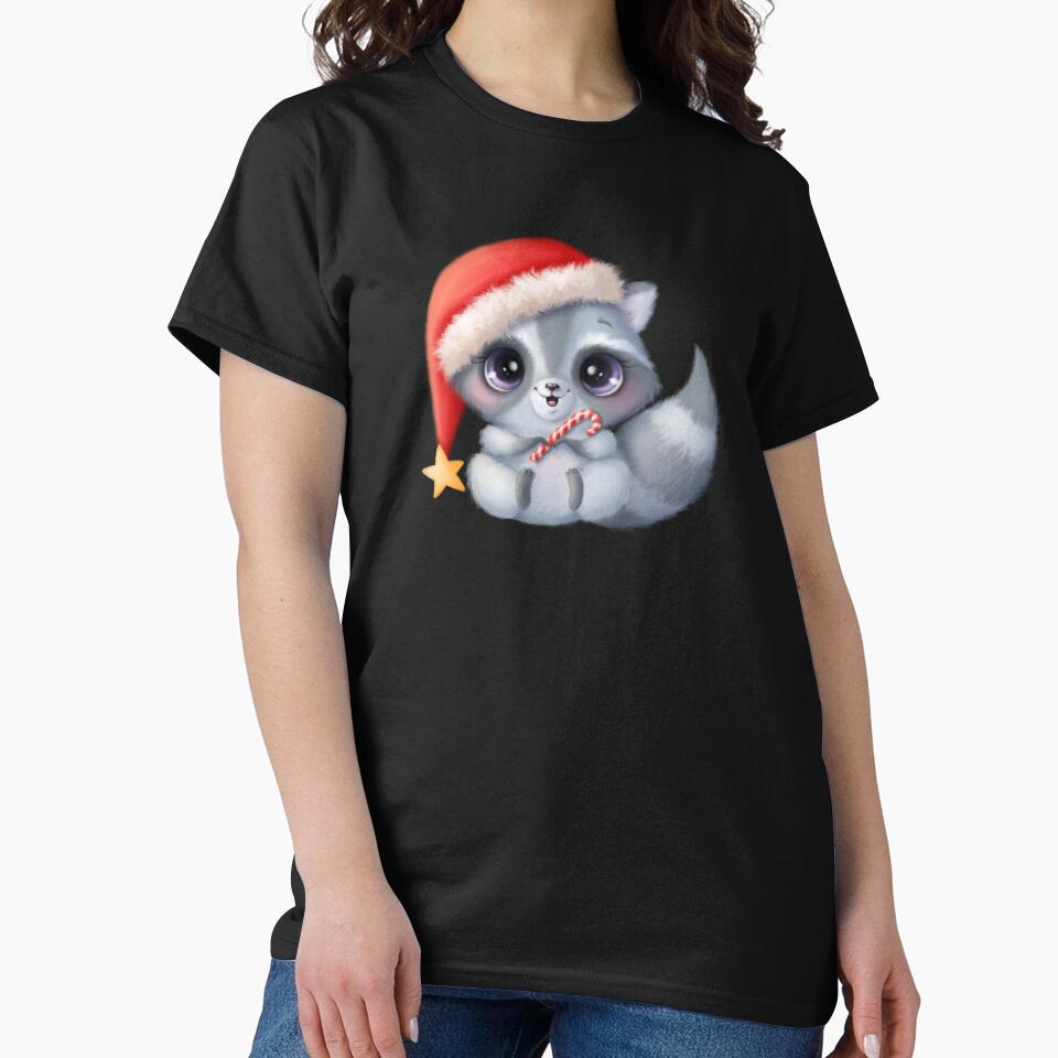 Christmas Raccoon Wearing Santa Hat by VirtualFaries