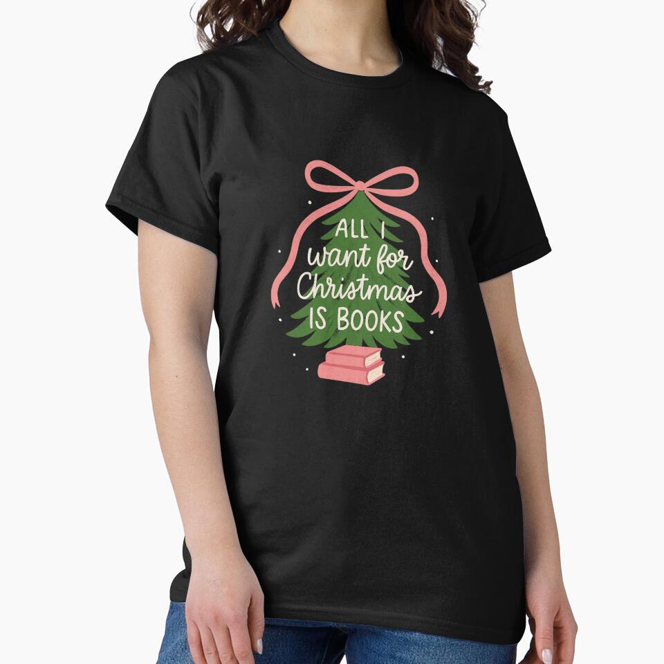 All I want for Christmas is Books Aesthetic bookish illustration by Emeearts