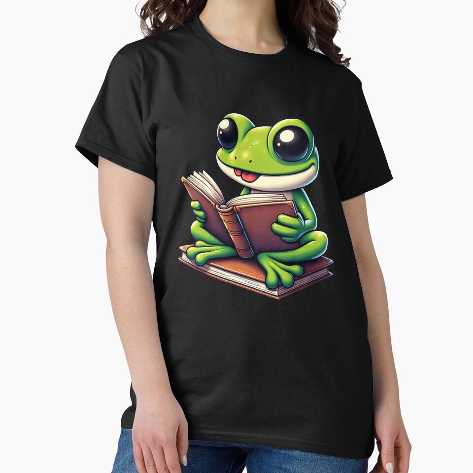 Charming Bookworm Frog Illustration: A Reader’s Delight by haitrieuic96