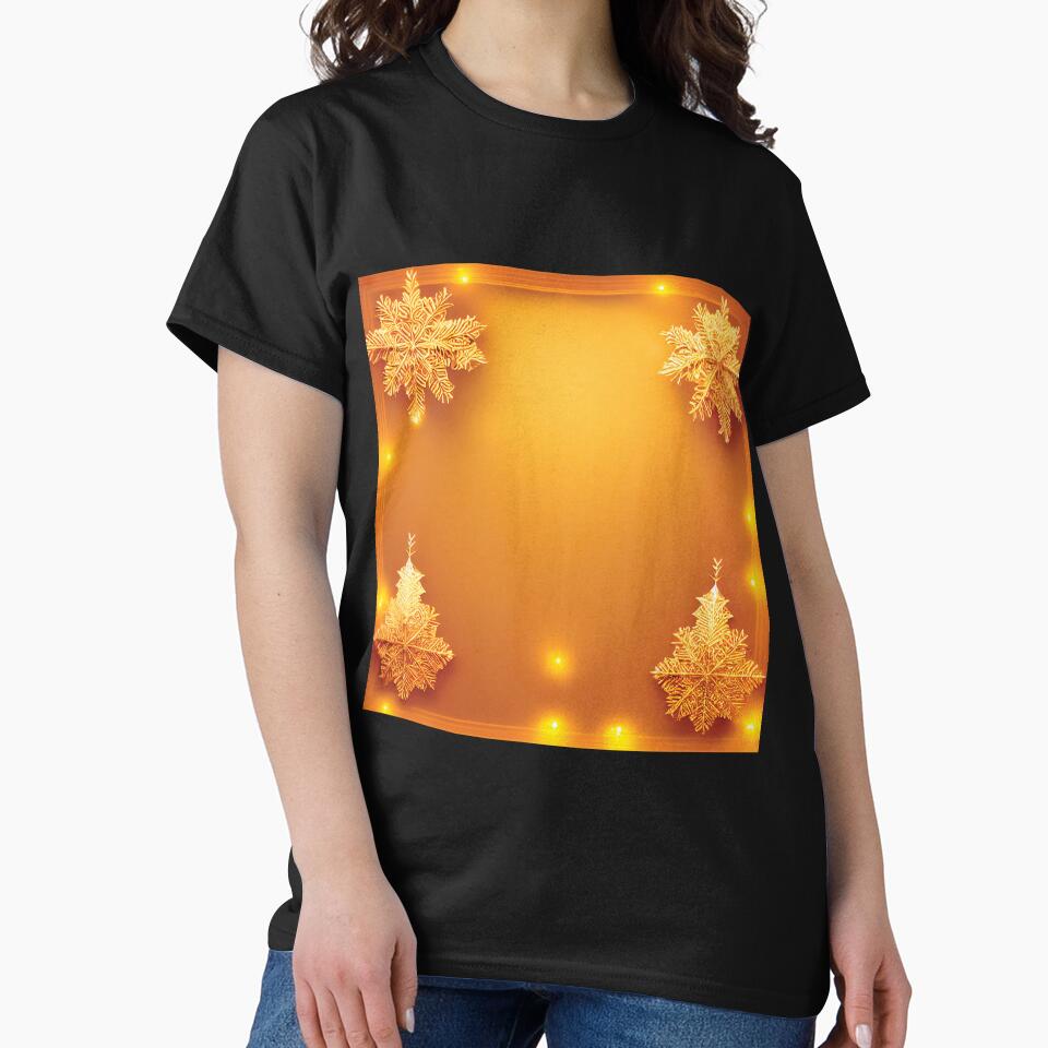 a golden christmas card with snowflakes and lights by DesignAtYO
