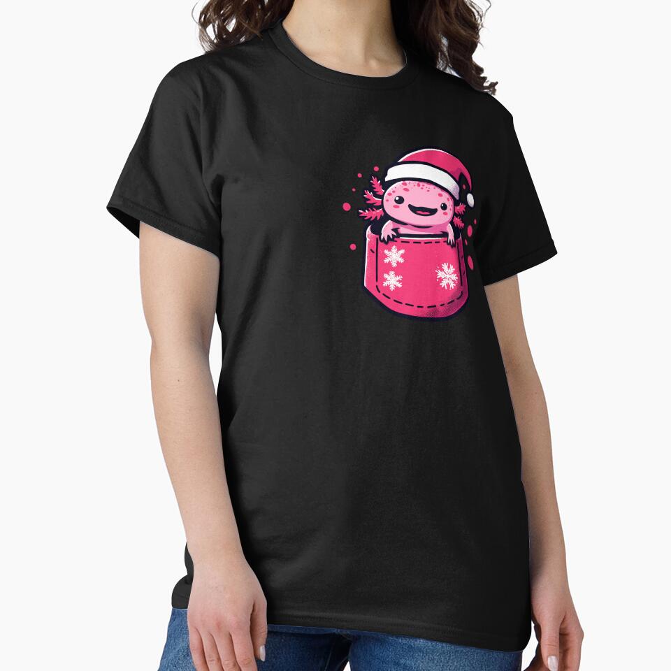 Kawaii christmas axolotl in pocket by TomFrontierArt