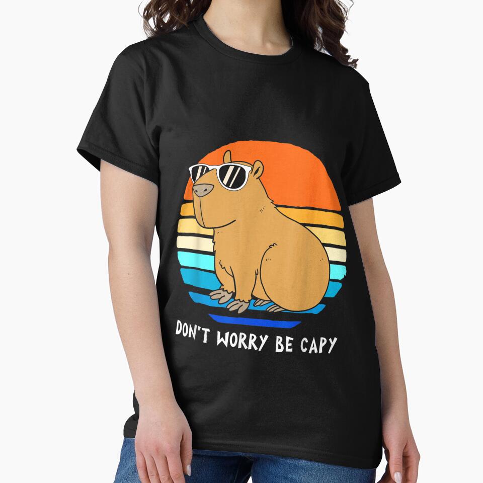 Retro Rodent Funny Capybara Dont Be Worry Be Capy Art for Men Women Kids , Capybara Gift Lover by DZIRI NAJAT