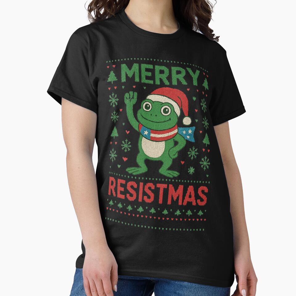 Merry Resistmas Frog Christmas, Funny Political Ugly Christmas Holiday Gift by Masaw
