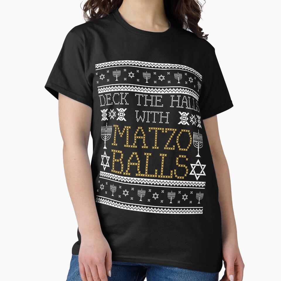 Deck The Halls With Matzo Balls Ugly Hanukkah Sweater by mrsmitful
