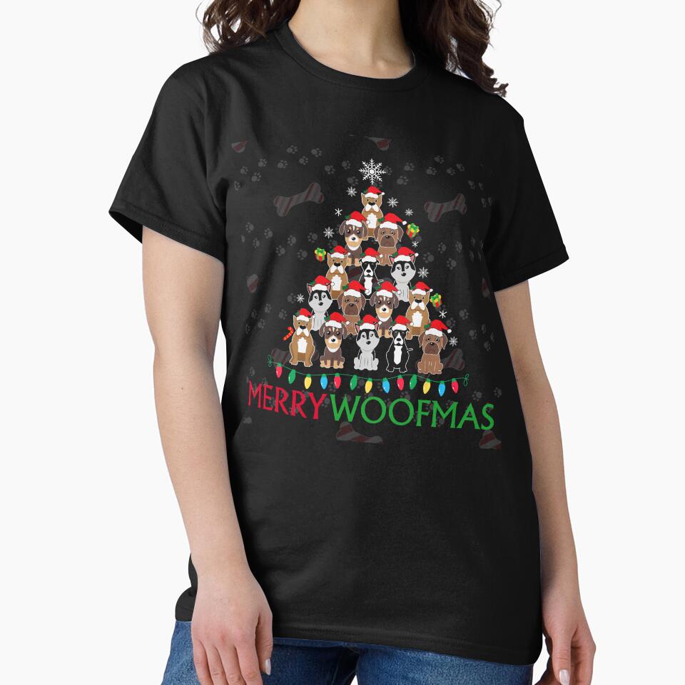 Merry Woofmas Cute Santa Dog Christmas tree Dog Lover Christmas Gift, Merry Christmas For dog lovers, Merry Woofmas: Matching Pajamas for Christmas by Dabbing Turtle Designs