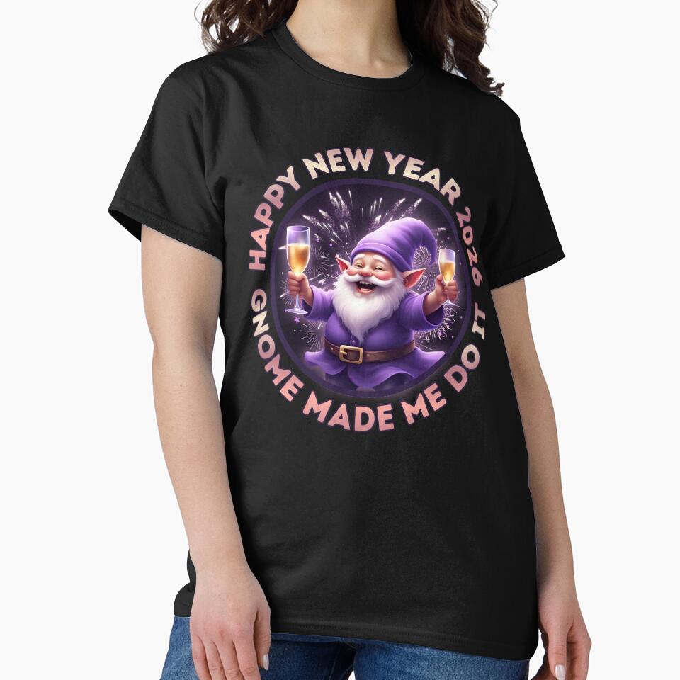 Happy New Year 2026 Purple Gnome | Gnome Made Me Do It Festive Holiday Art by PROPera-design