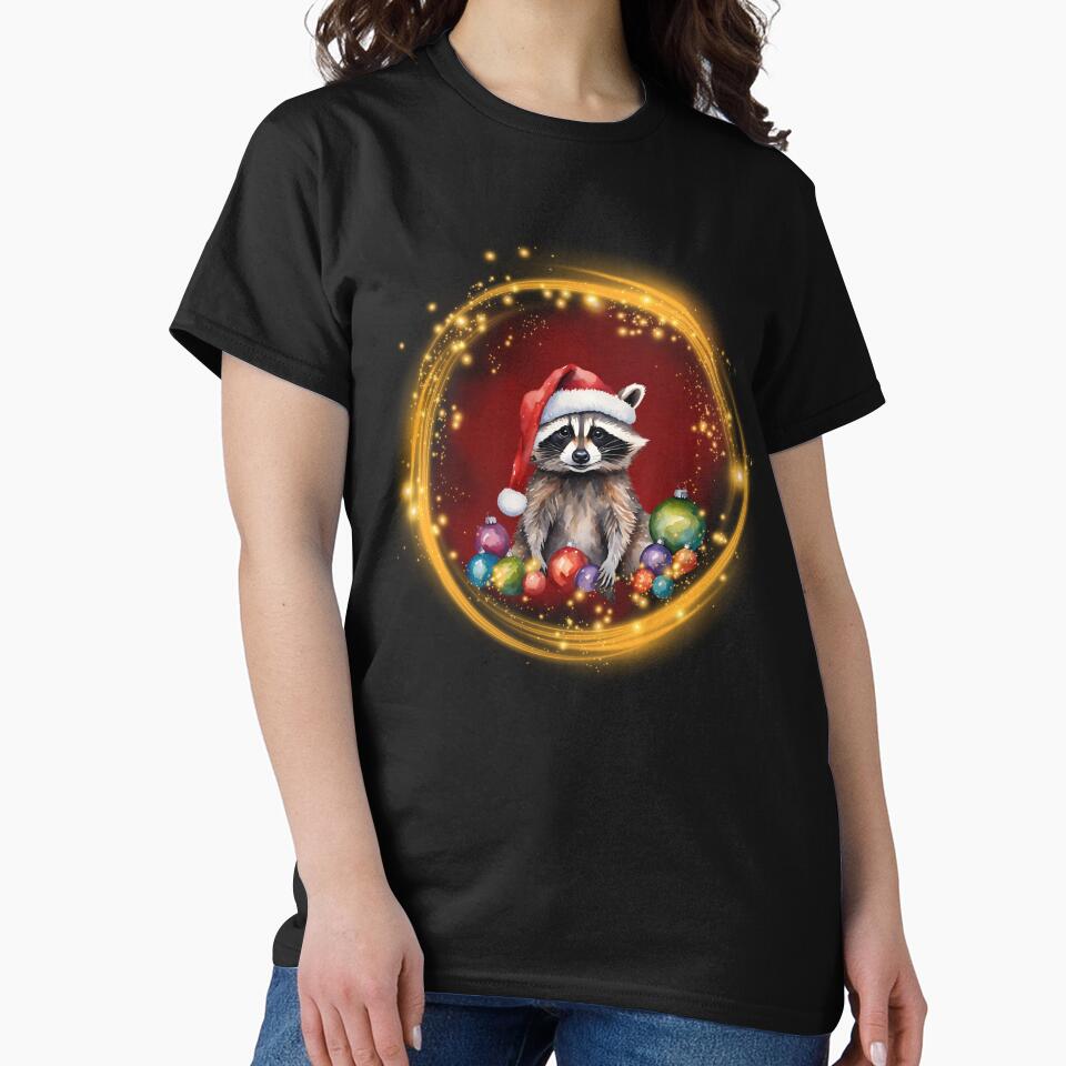 Cute Christmas Raccoon by MadCatPrints