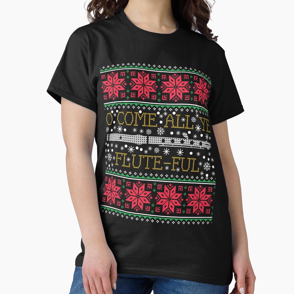 Flute Marching Band Ugly Christmas Sweater T-Shirt Gift by mrsmitful
