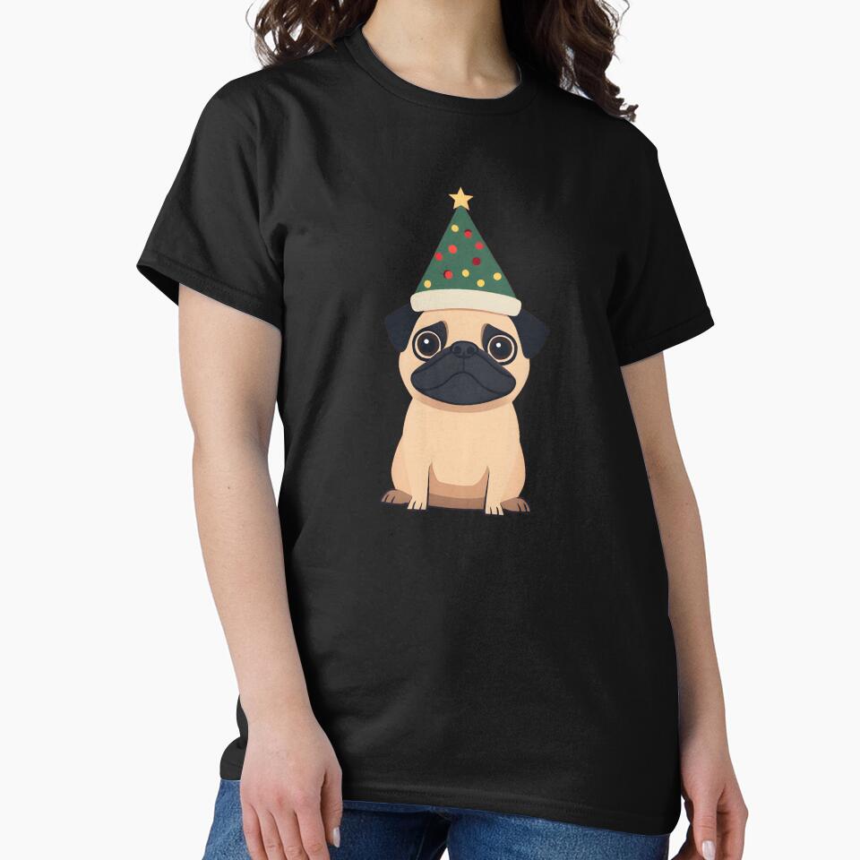 Cute Christmas Pug Dog by CoolMantras