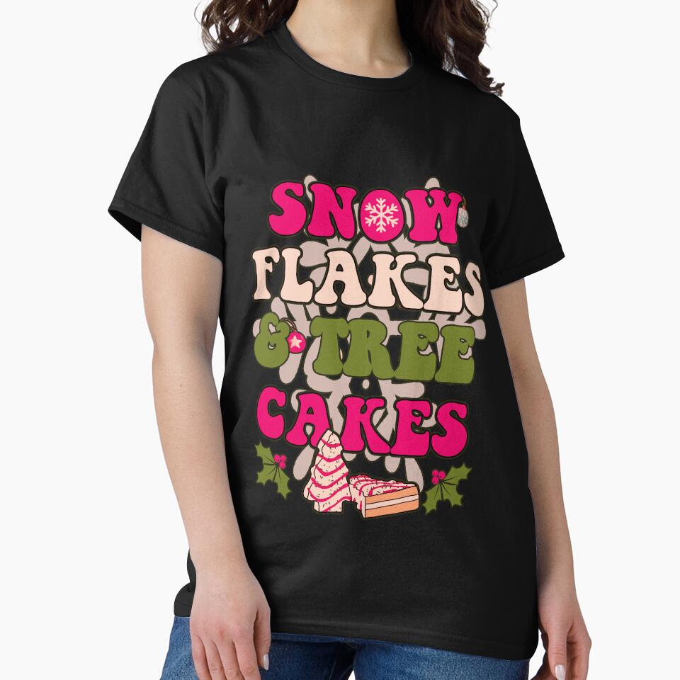 Snow flakes and Christmas Tree Cakes with Snow Flakes and Ornaments in vintage green and hot pink by JoyOfHopeStore