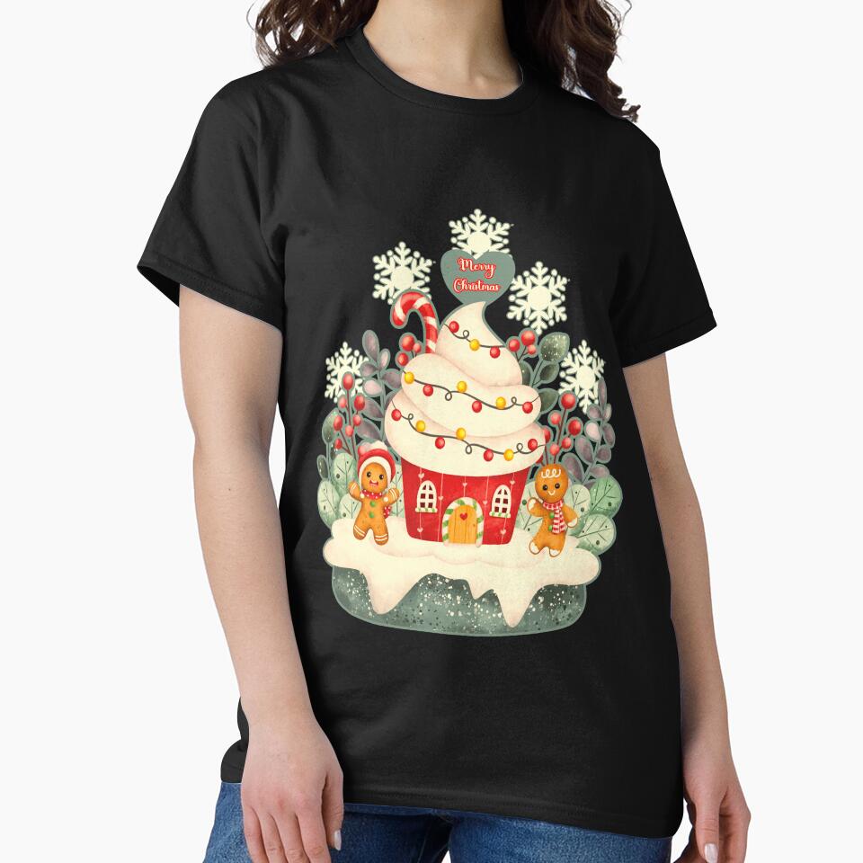 Merry Christmas Snow Flakes and Christmas Tree Cupcake Vintage Look by JoyOfHopeStore