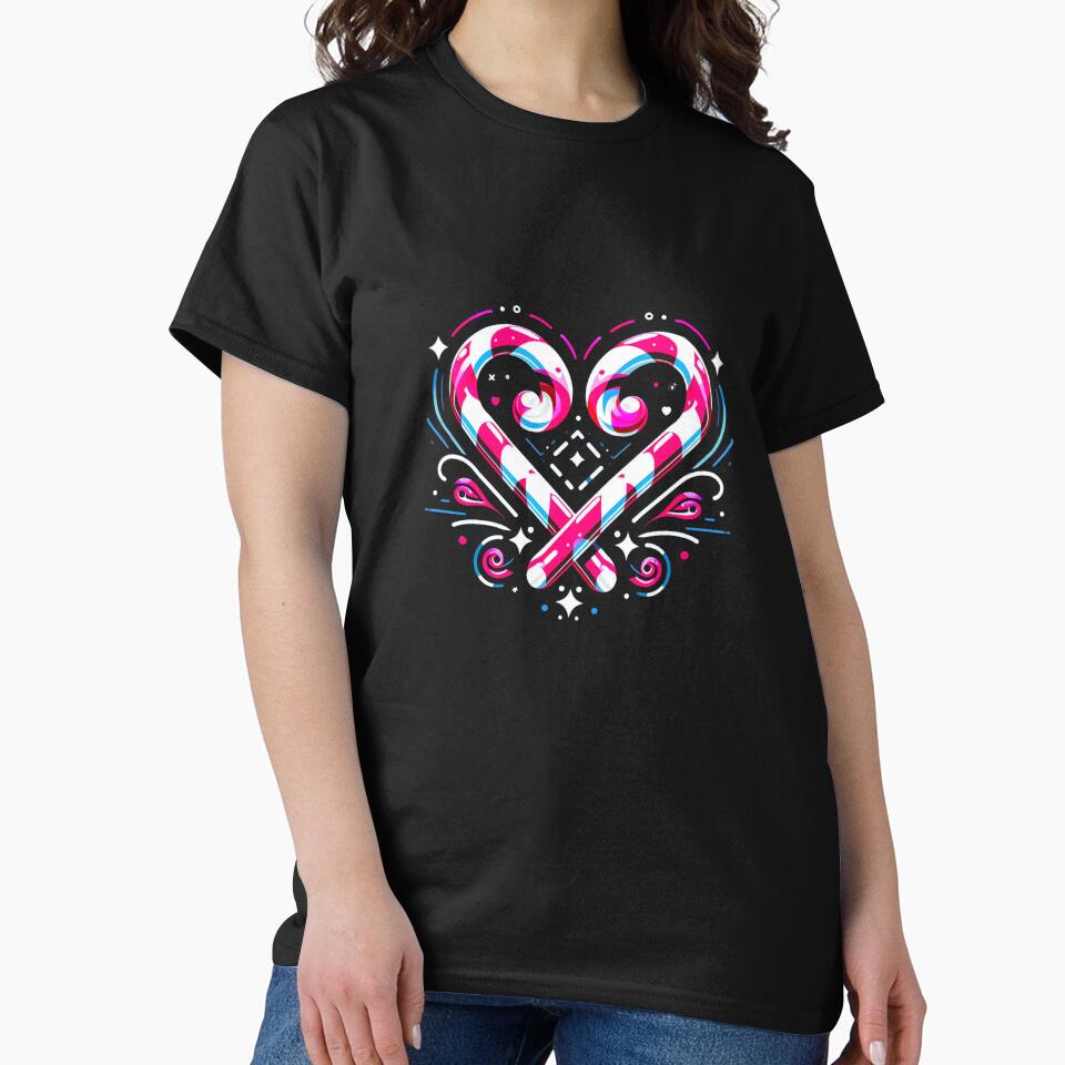 Symmetrical Christmas Candy Cane Design - Heart - Black Background by Star-Fragment