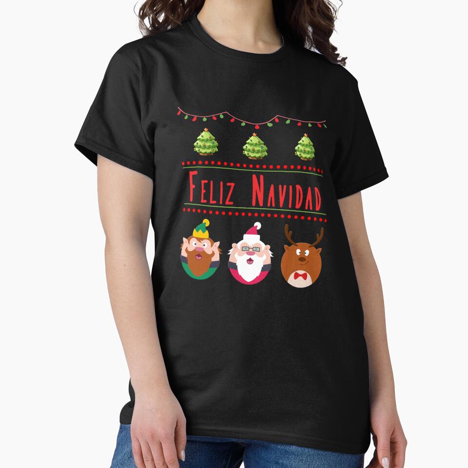 FELIZ NAVIDAD Ugly Sweater Christmas Elf Santa Reindeer Design by SpiritWestDesig