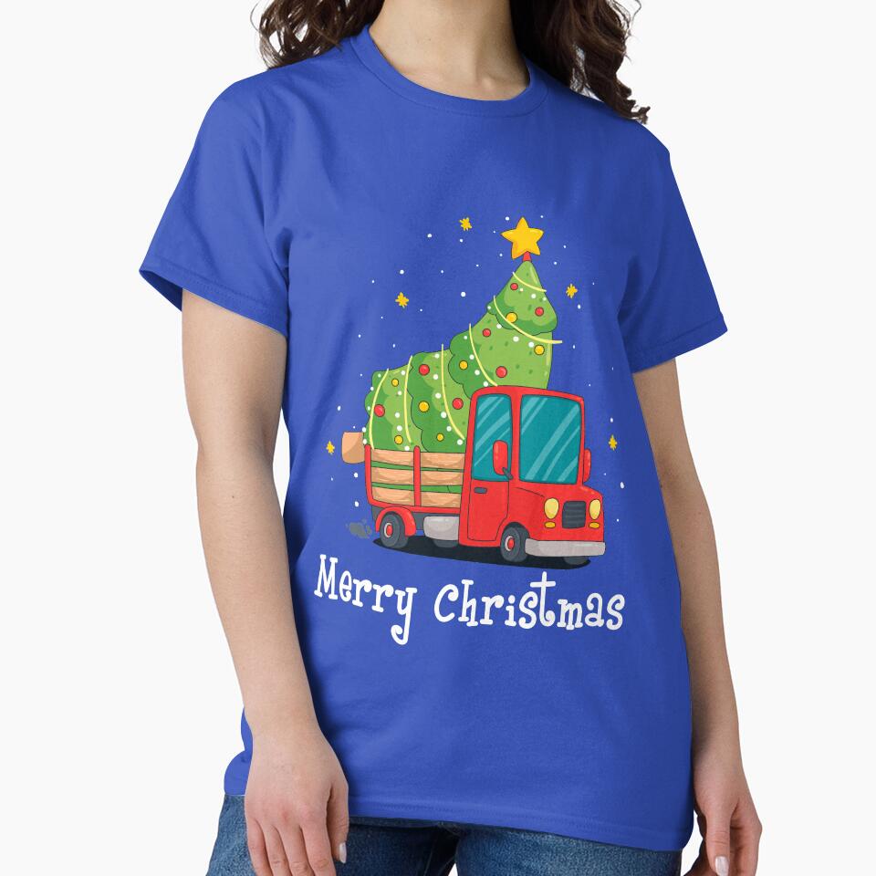 Merry Christmas Kids -  Red Truck Christmas With Tree by MagicBoutique