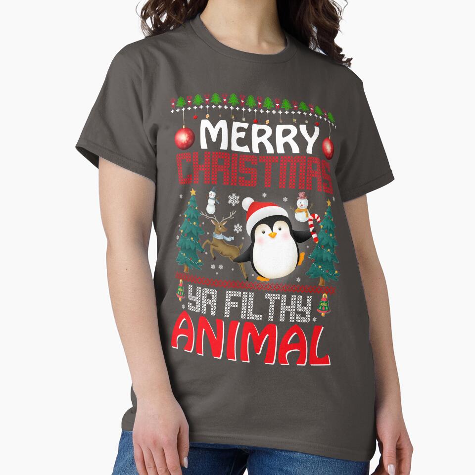 Ugly Christmas Sweater  penguin Pullover t-shirt by mocrodesing