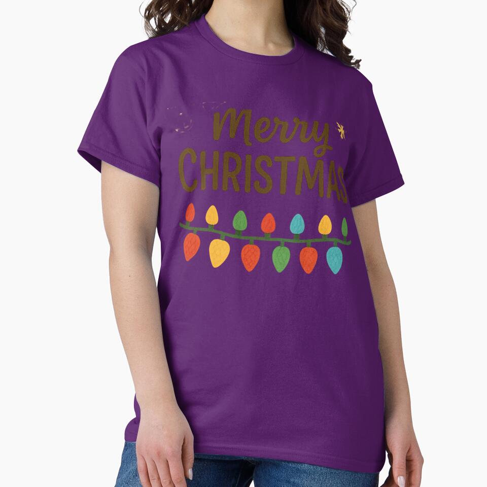 Merry Christmas Hand-Lettered Zigzag Lights Design by annenambiro
