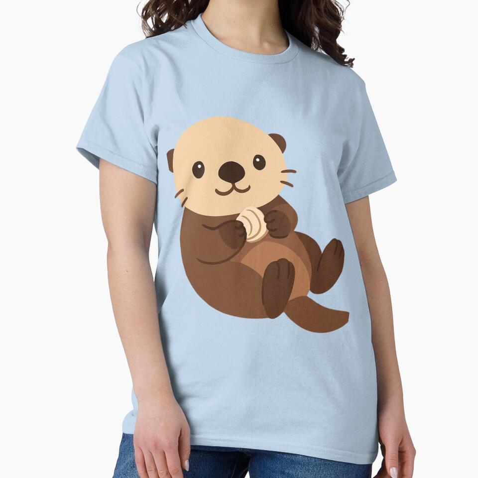 Cute Sea Otter Holding Shell by redblink store