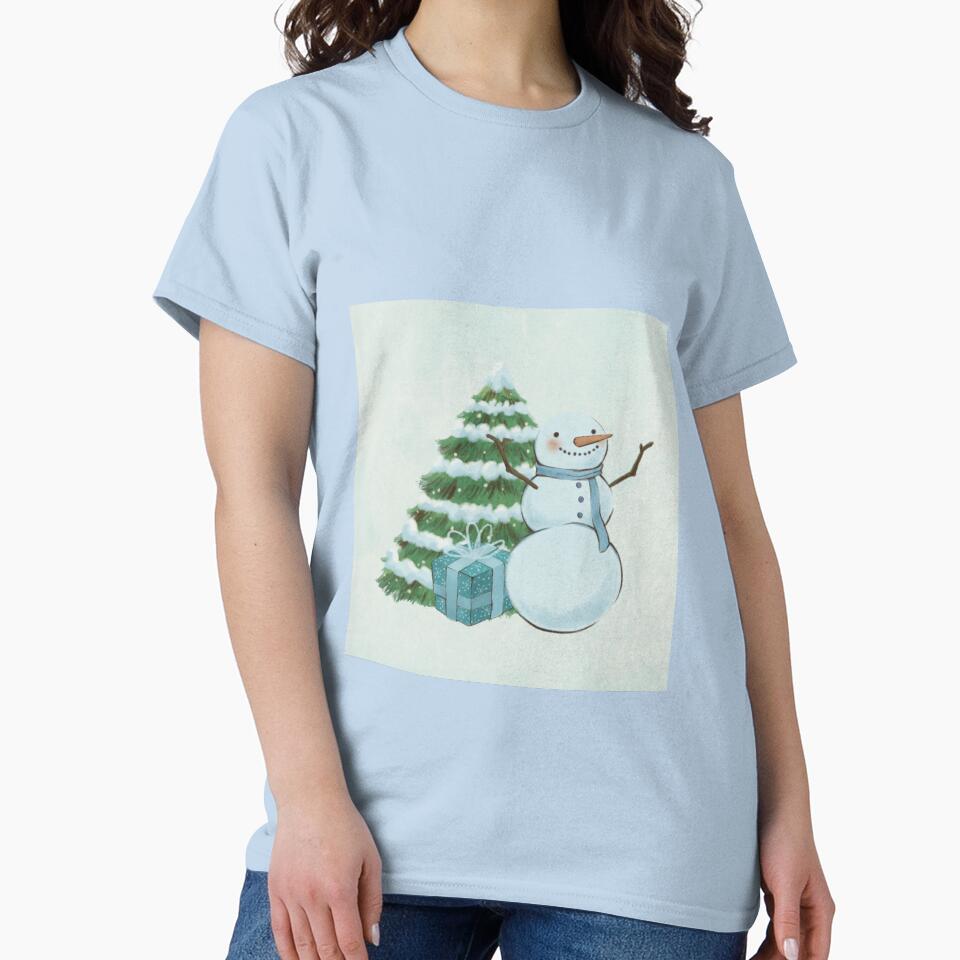 Cute and Funny Snowman, Christmas Tree Holiday Pattern, Christmas Theme by silviaol