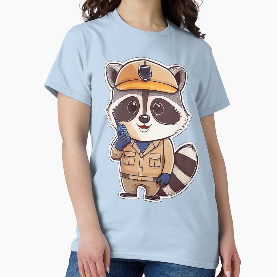 Cute Security Guard Raccoon With Walkie Talkie Cartoon by ChernivtsiSkoda