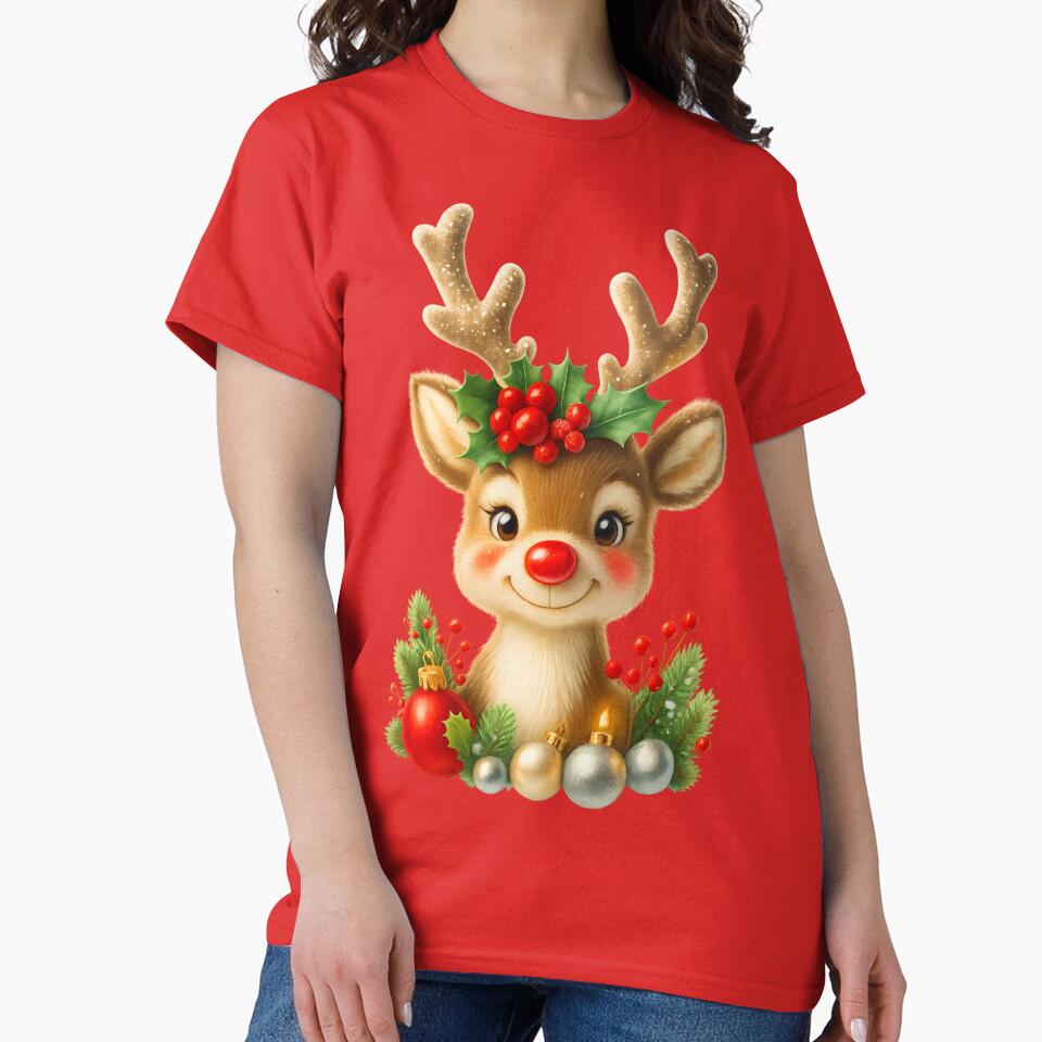 Cute Christmas Reindeer 3D Illustration | Holiday Festive Design by Aurora Prints