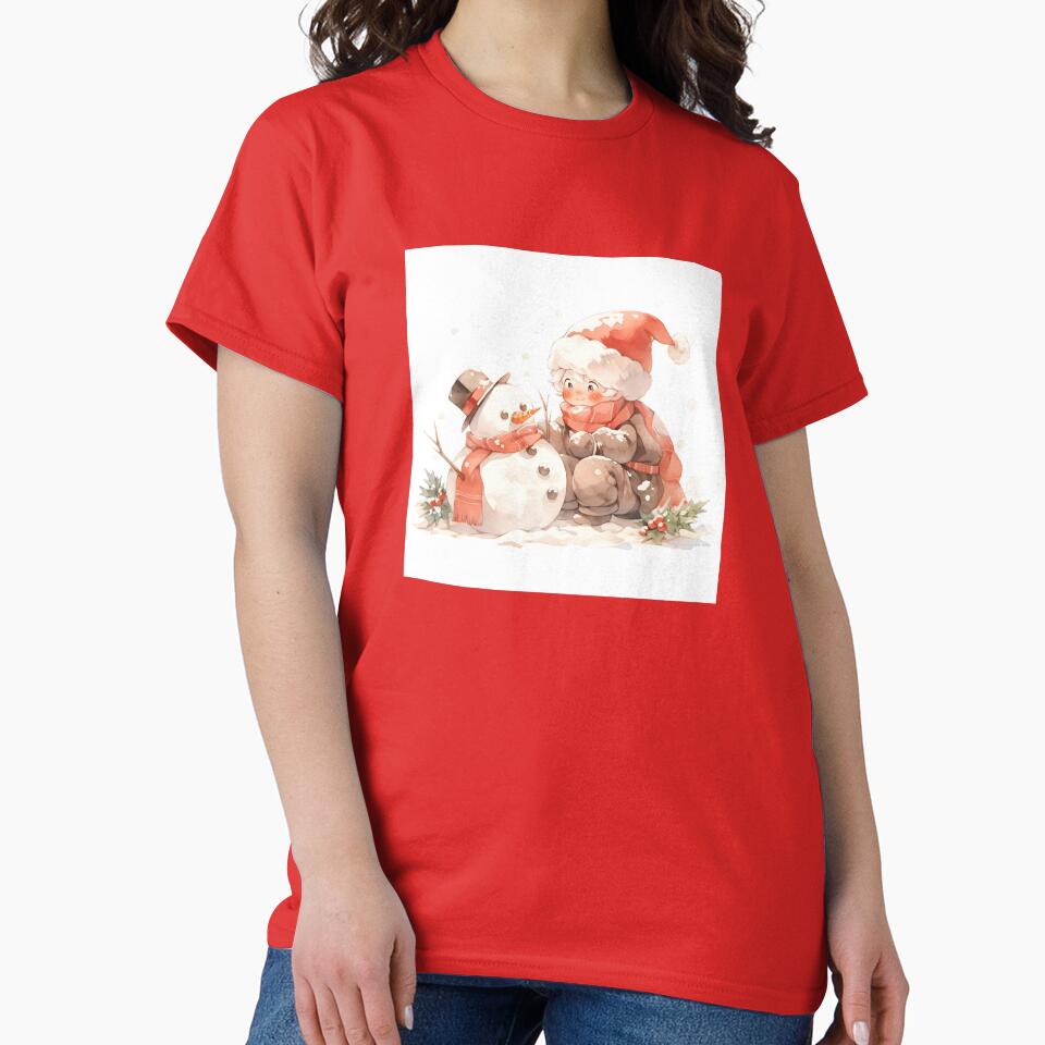 Little Snowman and Little Girl by sstudioarts