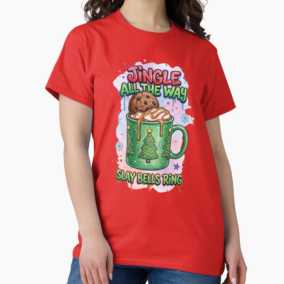 Jingle All the Way Mug – Fun Christmas Cocoa & Cookie Illustration by MiszungART