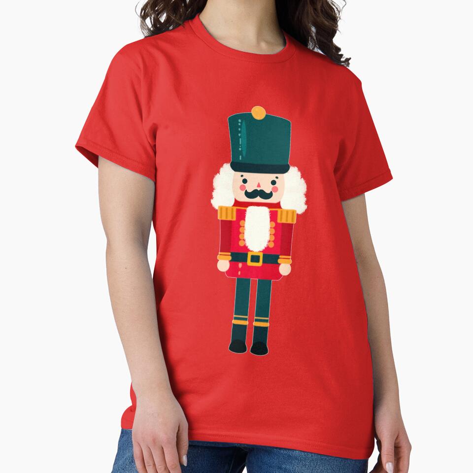 Red and Green Christmas Nutcracker Toy Soldier Graphic Art - Light Blue Background by Star-Fragment